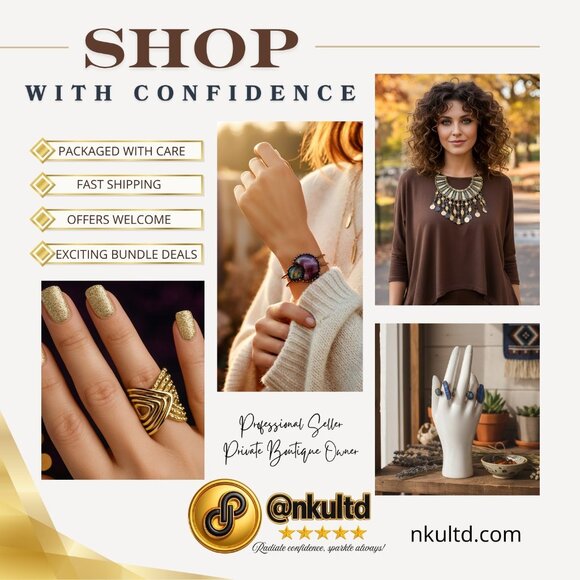 🆕 Boho Chic Wide Band Ring 18K Gold Plated Stainless Steel Natural Shell - Picture 4 of 12